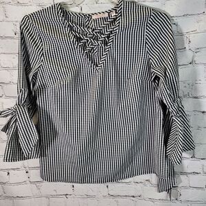 Tempted LA, Black Gingham Check Blouse, Size S